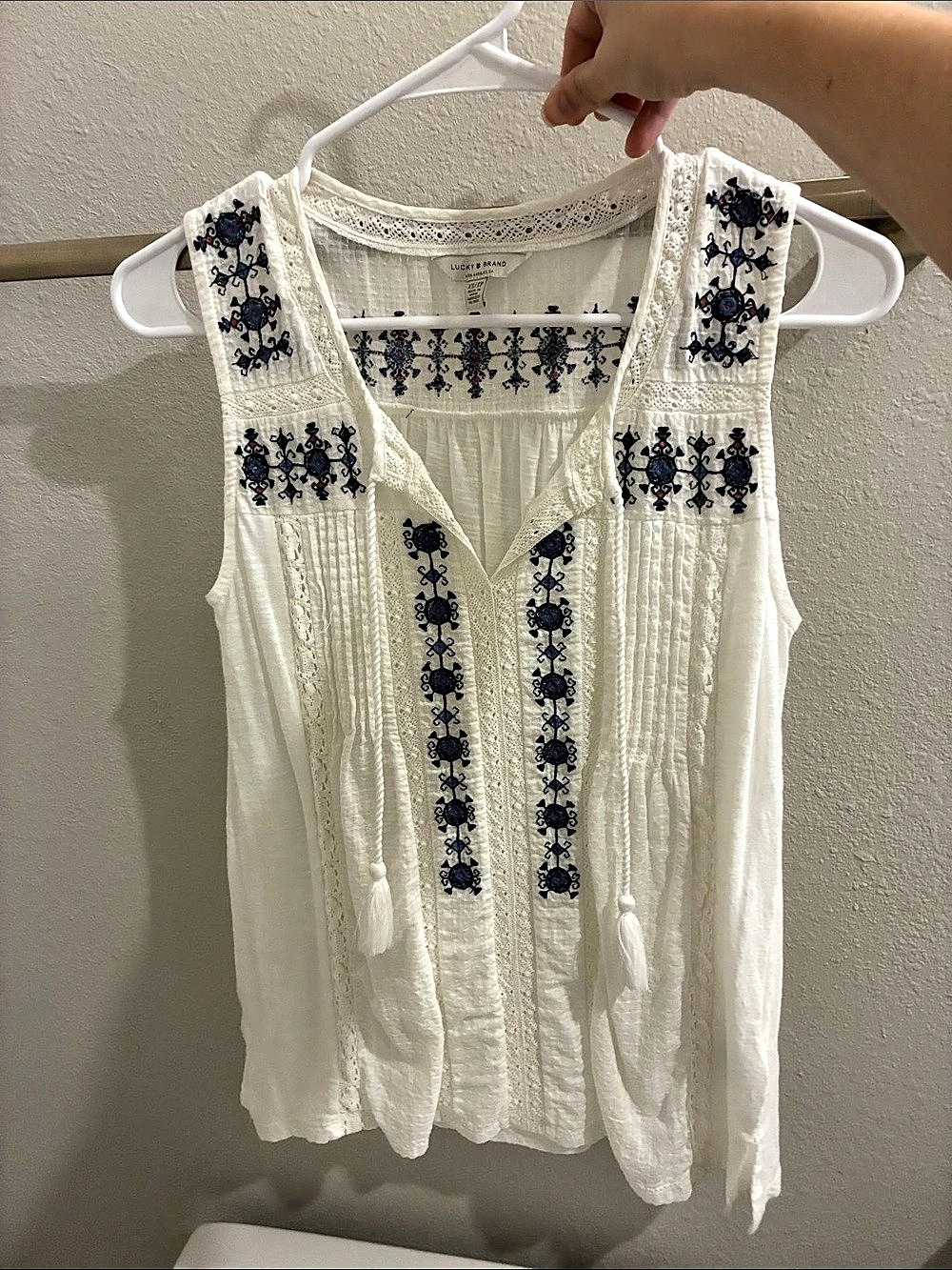 Lucky Brand Embroidered White Tunic XS